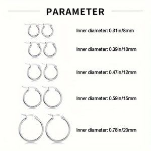5 Pair Stainless Steel Hoop Earrings for Daily Wear